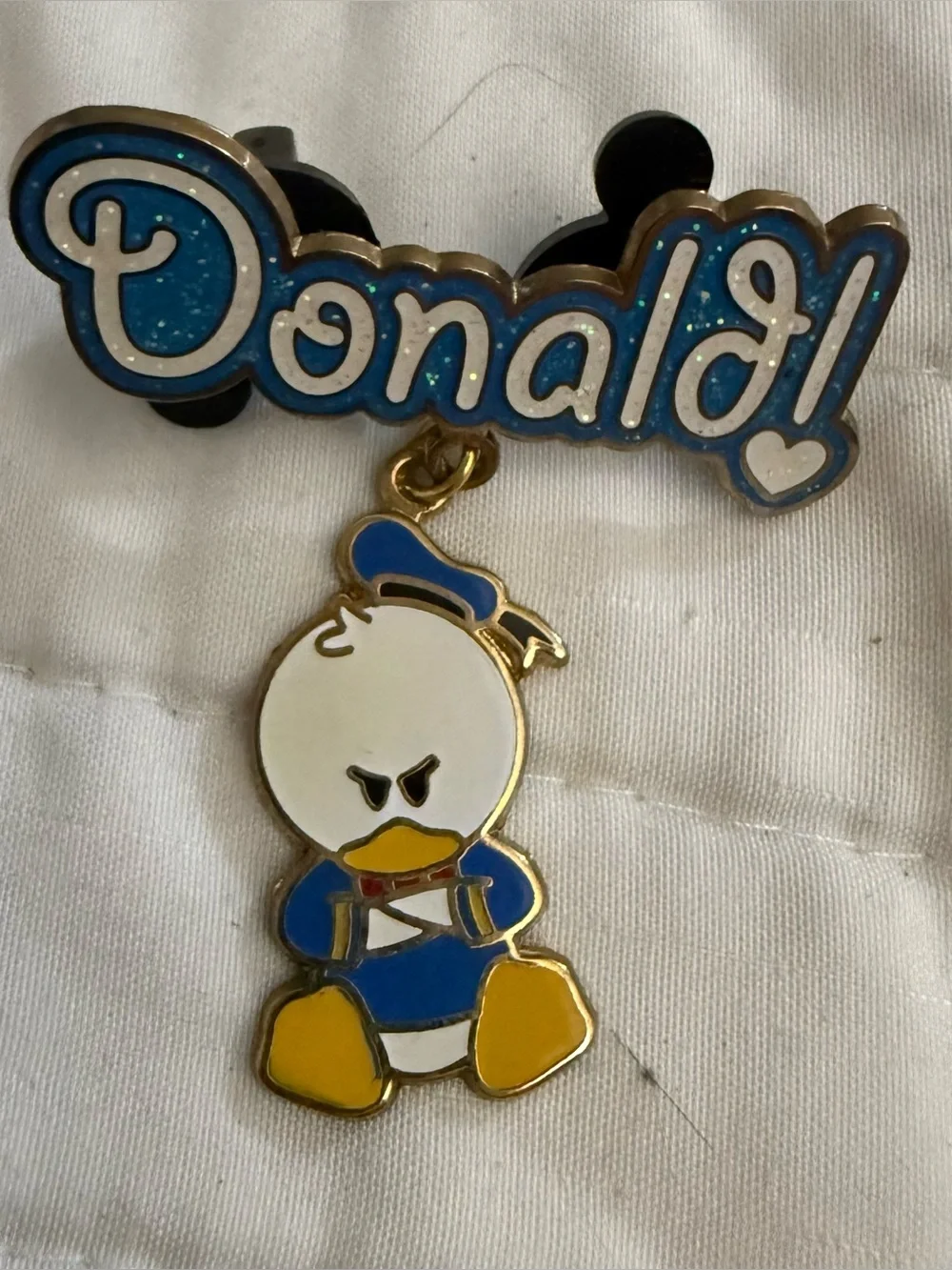 Disney Blue and Yellow Donald Duck Dangling Enamel Pin